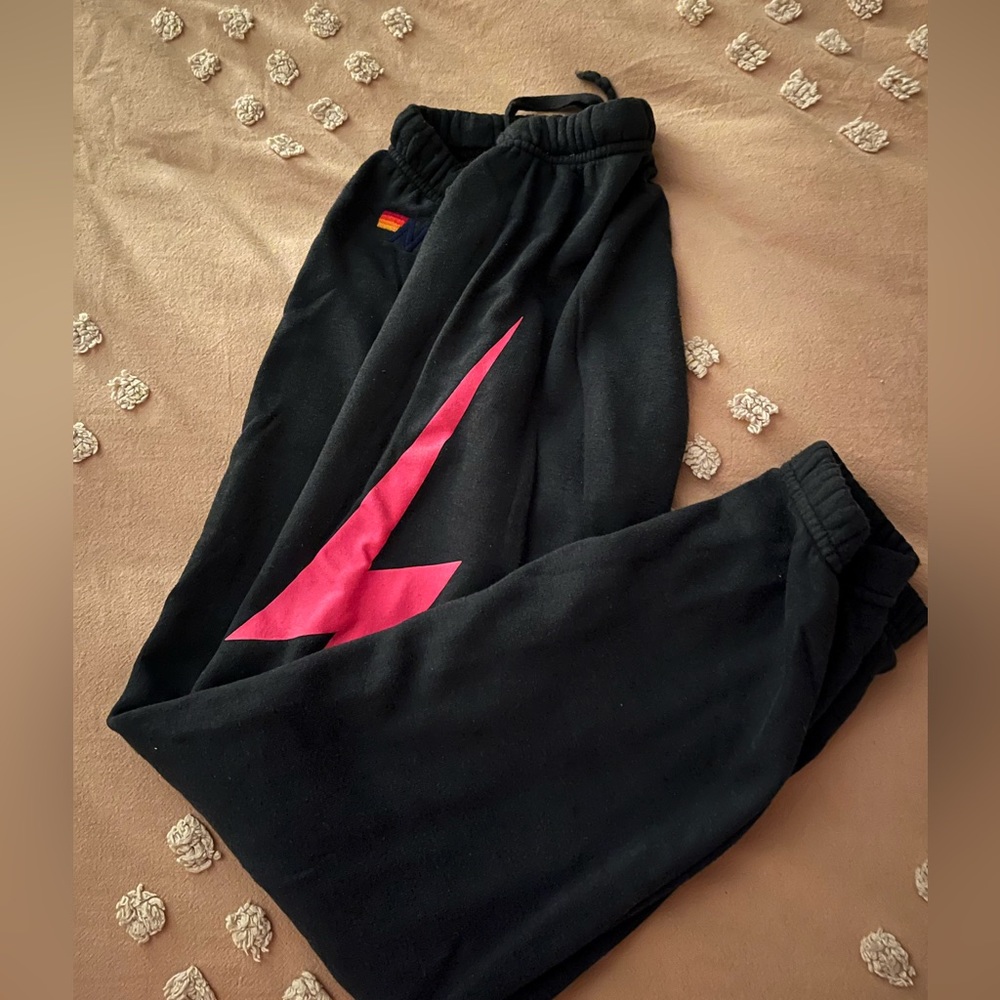Aviator Nation Black and Pink Track Pants
